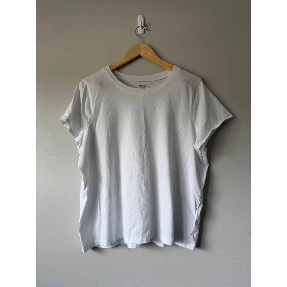 Madewell Womens XXL White Cotton Crewneck Short Sleeve Boxy Basic Tee